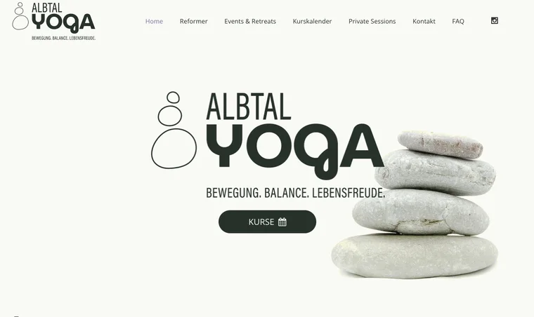 Projektansicht der Website Albtal Yoga
