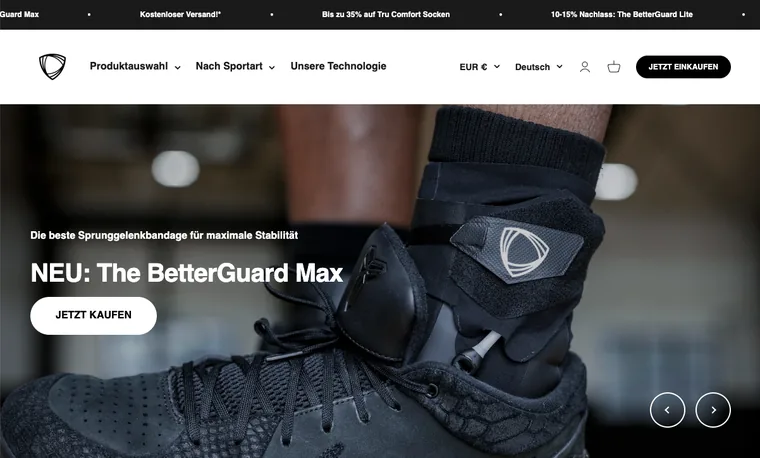 Projektansicht der Website BetterGuards