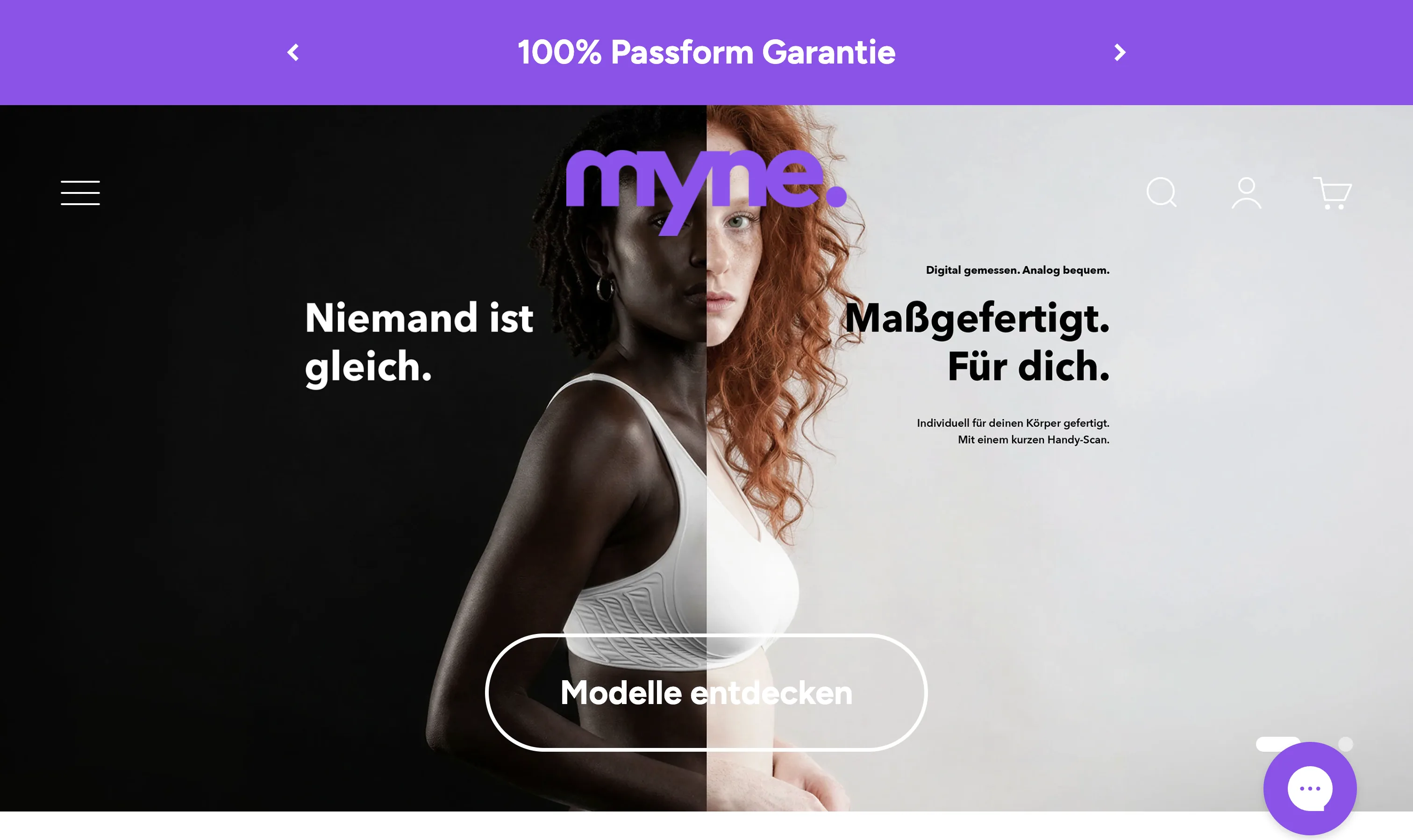 Detailansicht der Website MYNE